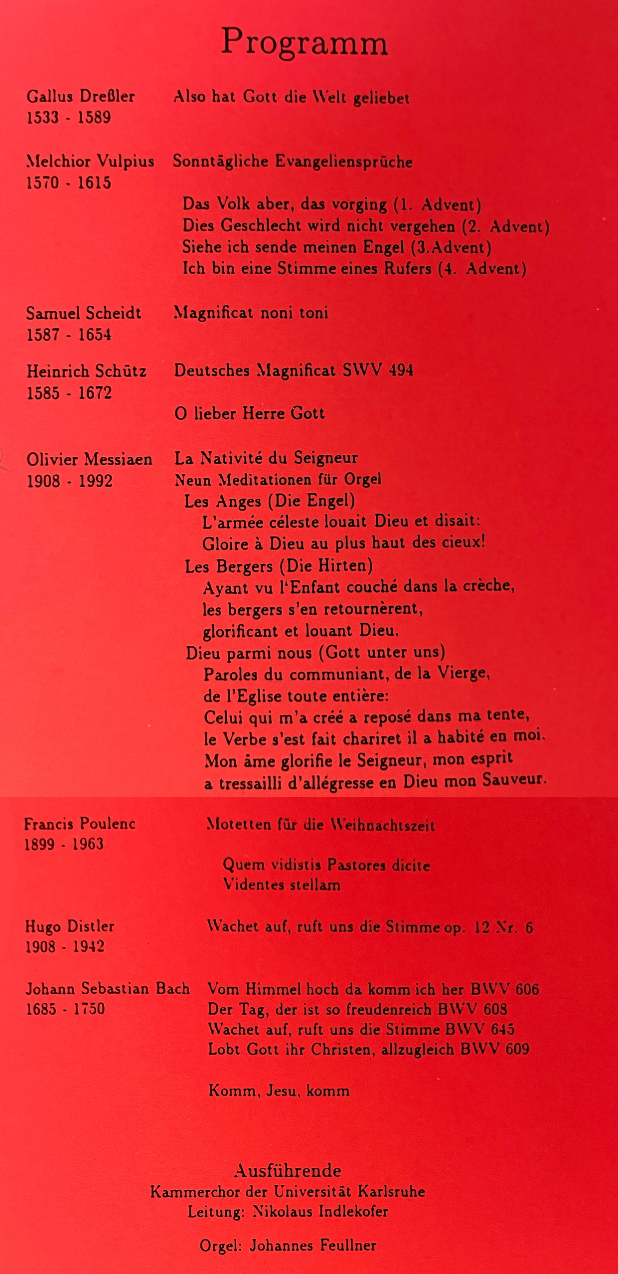 Programm Komm, Jesu, Komm November 1992