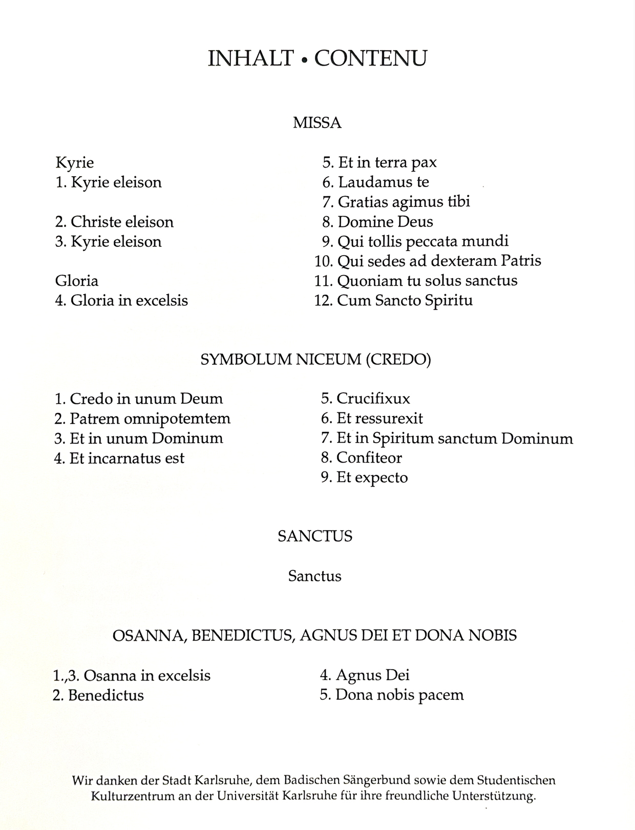 Programm Bach: Messe in h-moll Januar 1996