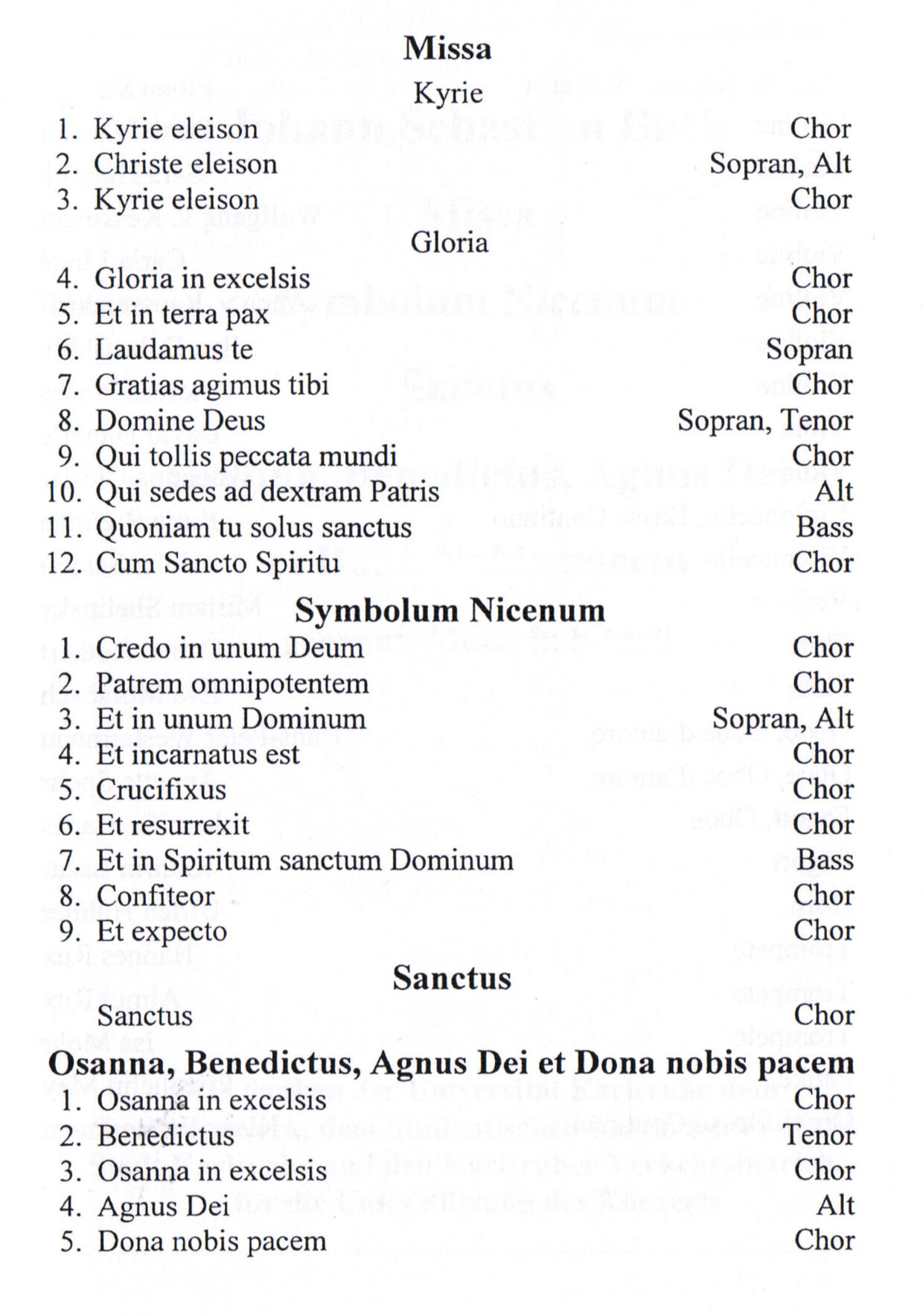 Programm Bach - Messe in h-moll April 2008