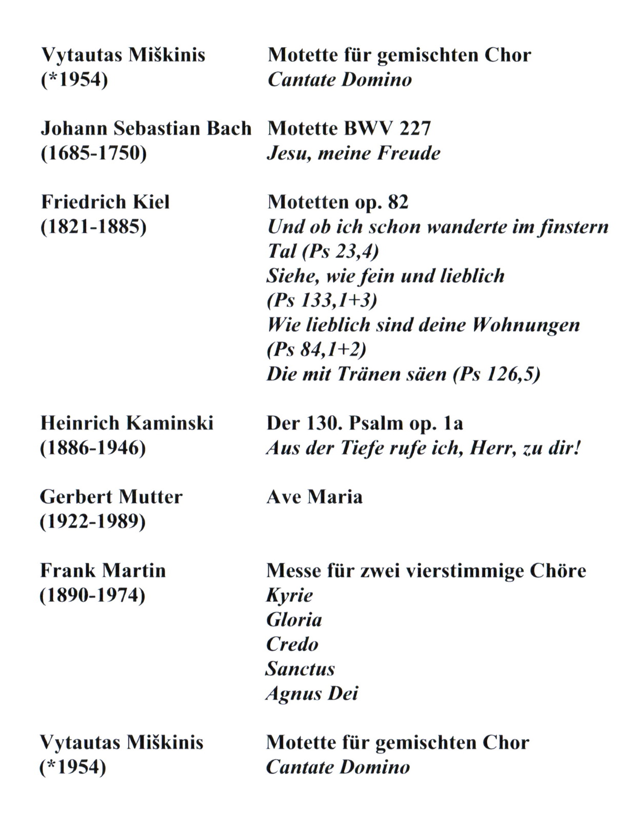 Programm Cantate Domino Karlsruhe März 2009