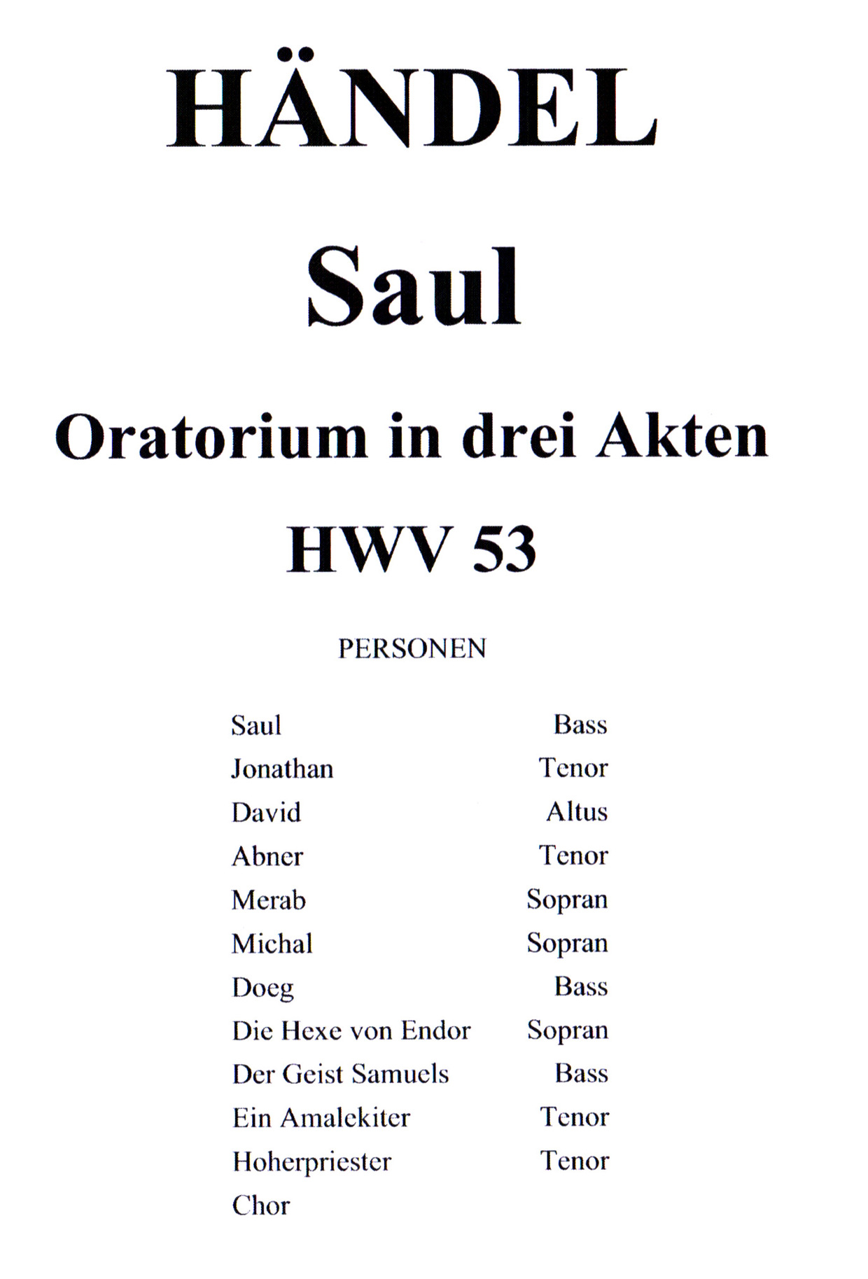 Programm Händel Saul Januar 2013